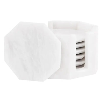 3.5' Marble Coaster Set of 6 For Coffee, Dining & Kitchen Tables - Tea Cup & Coffee Mug Coasters