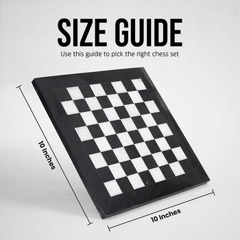 Marble Chess Set 10" Inches Black and White Handmade Chess Sets With Storage Box and 2 Extra Queen