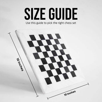 Marble Chess Set 10" Inches White and Black Handmade Chess Sets With Storage Box and 2 Extra Queen