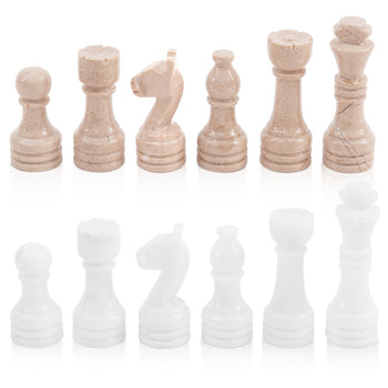 Marble Chess Pieces Verona and White Marble 3.5 Inch King Figures Handmade 32 Chess Figures - Suitable for 15-20 Inch Chess Game (Copy)