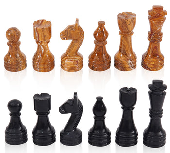 Marble Chess Pieces Black and Red Marble 3.5 Inch King Figures Handmade 32 Chess Figures - Suitable for 15-20 Inch Chess Game