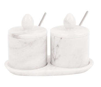 Marble Salt Cellar with Lid For Salt & Spice Container - Sugar Bowl Kitchen Storage