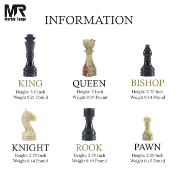 Marble Chess Set 15" Inches Black & Green Handmade Chess Sets for Adults - Marble Board Game for Family with Storage Box & 2 Extra Queen, Ideal Travel Chess Set & Home Décor