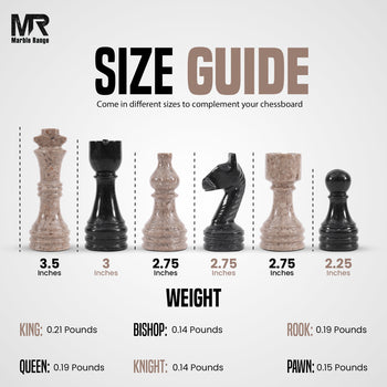 Marble Chess Pieces Oceanic and Black Marble 3.5 Inch King Figures Handmade 32 Chess Figures - Suitable for 15-20 Inch Chess Game
