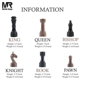 15-Inch Marble Black & Oceanic Chess Set with Storage Box for Adults & Family - Board Game Home Décor