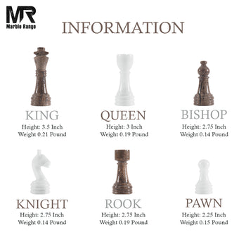 15" Marble Chess Set Oceanic and White Chess Set with Storage Box for Travel Chess Set & Home Décor