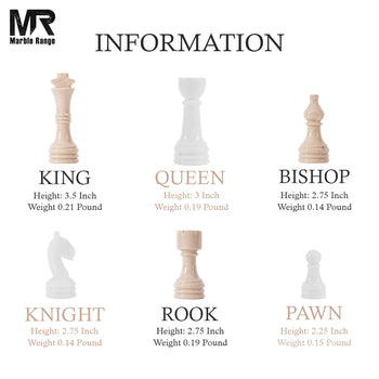 15" Marble Chess Set White and Verona Chess Set with Storage Box for Travel Chess Set & Home Décor