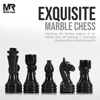 Marble Chess Set 15" Inches White & Black Handmade Chess Sets for Adults - Marble Board Game for Family with Storage Box & 2 Extra Queen, Ideal Travel Chess Set & Home Décor