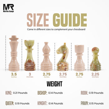 Marble Chess Pieces Verona and Green Marble 3.5 Inch King Figures Handmade 32 Chess Figures - Suitable for 15-20 Inch Chess Game