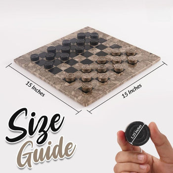 Checkers Board Game 15 Inches Oceanic and Black Handmade 2 Player Tournament Checker Set - Portable Table Draughts Kids Board Games Sets