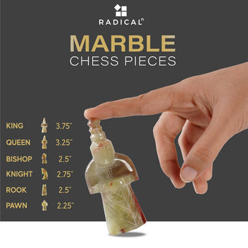 15 Inches White And Green Antique Premium Quality Marble Chess Set