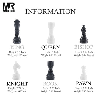 Marble Chess Set 15" Inches Black & White Handmade Chess Sets for Adults - Marble Board Game for Family with Storage Box & 2 Extra Queen, Ideal Travel Chess Set & Home Décor