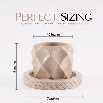 4" Marble Planters For Plant Stand -  Indoor Planter & Outdoor Planter