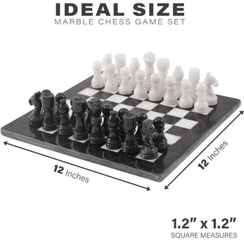 Black and White 12" High Quality Marble Chess Set