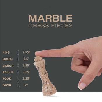 Black and Coral 12 inches  Premium Quality Marble Chess Set