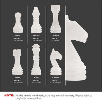 Black and White 15 Inches High Quality Marble Full Chess Set