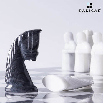 Black and White Antique 15 Inches Premium Quality Marble Chess Set