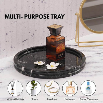 Fancy Natural Marble Round Tray - Serving Tray