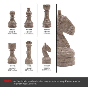 Grey Oceanic and White 15 Inches High Quality Marble Chess Set