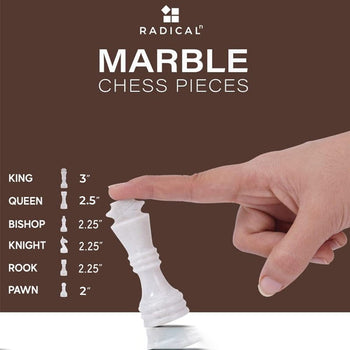 Grey Oceanic and White 12 Inches High Quality Marble Chess Set