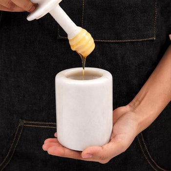 Honey Jar with Dipper Lid - Honey Dispenser