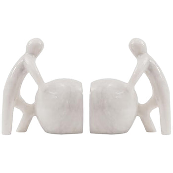 Man Pushing Marble  Bookends - Book Holder