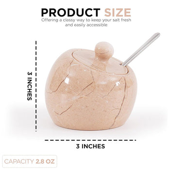 Marble Salt Cellar With Lid 3'' Salt Container For Kitchen Countertop - Salt Box & Salt Dish