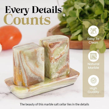 Marble Salt and Pepper Holders for Kitchen Countertop - Salt Shakers