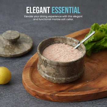 Natural Marble Salt Cellar with Serving Spoon