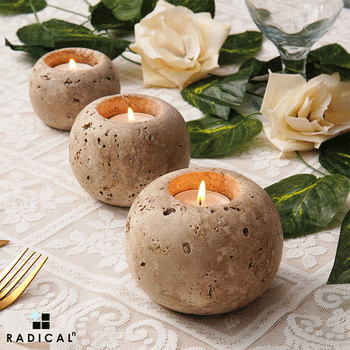 Radicaln Marble Tealight Candle Holder Set of 3 - Pillar Candle Holder