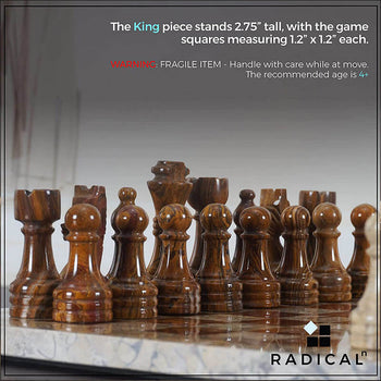 Coral and Red 12 Inches Premium Quality Marble Chess Set