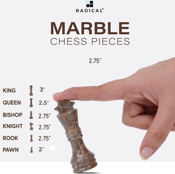 White and Grey Oceanic 12 Inches High Quality Marble Chess Set