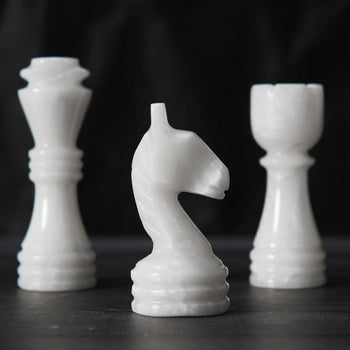White and Black 12 Inches High Quality Marble Chess Set