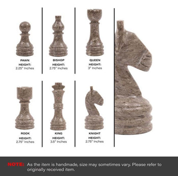 White and Grey Oceanic 15 Inches High Quality Marble Chess Set