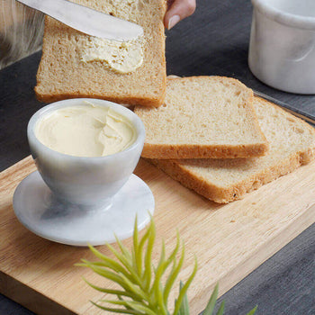 Butter Dish with Knife - Natural Marble Butter Storage Container