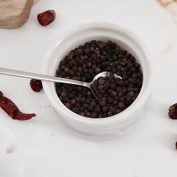 Natural Marble Salt Cellar with Serving Spoon